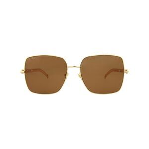 Gucci Square-Metal Frame Sunglasses Gold Womens